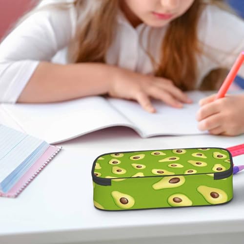 Image of Green Avocado Pencil Holder Bag Exotic Tropical Fruits Pencil Case College Office School for Teens Boy Girl