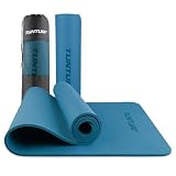 Tunturi Yoga Mat 8mm - Pilates mat - Extra dikke fitness mat - 183x61x0,8 cm - Incl Draagtas - Ecologisch materiaal - Eenvoudig te reinigen - Petrol Blauw
