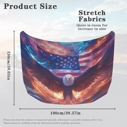 Image of Eagle American Flag Car Hood Cover Protector, 59x39 Inch Stretch Polyester Flag for Car Hood, Waterproof Auto Exterior Accessories for Sedan SUV Truck Pickup