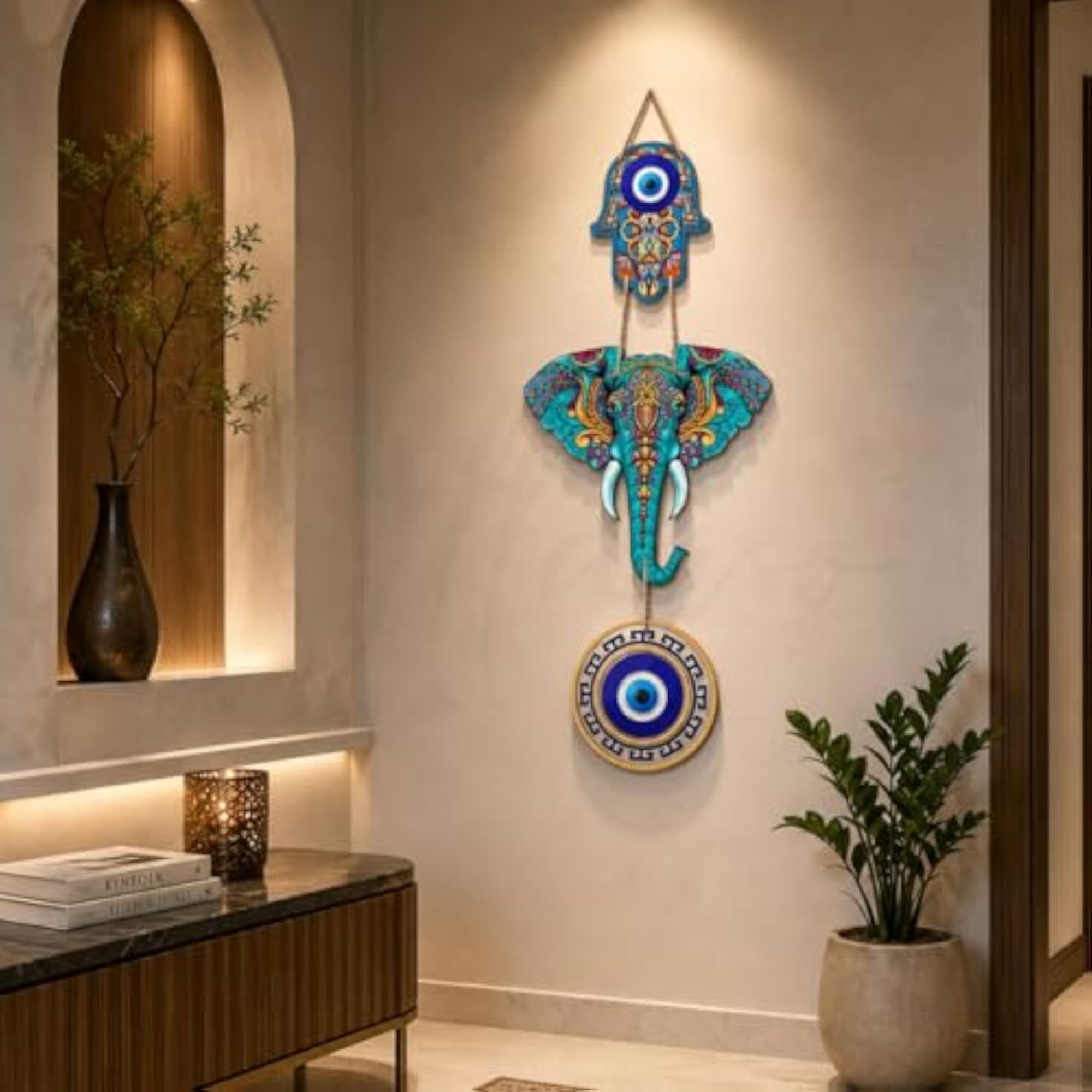 Designer Wooden Wall Hanging for Luck and Prosperity