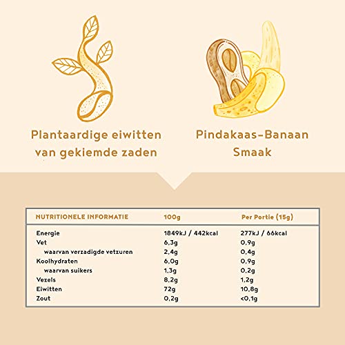 Vegan Protein - Pindakaas-banaan - Plantaardige proteinen van gekiemde rijst, erwten, lijnzaad, amaranth… - Image 5