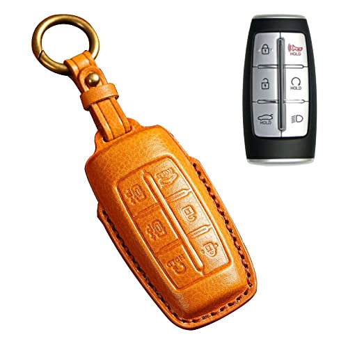 Funda de piel para mando Genesis 2021 2022 y protector de llave completo marrón