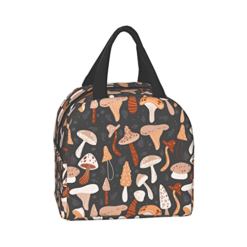 Pubnico Brown Mushroom (2) Lunch Box , Bento Box Insulated Lunch Boxes Reusable Waterproof Lunch Bag With Front Pocket For Office Picnic Hiking Beach #TOP2