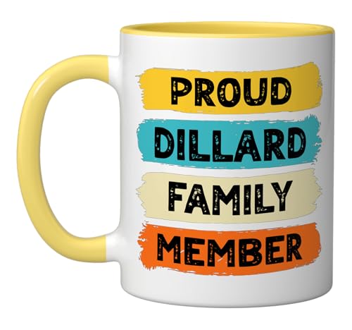Dillard Surname Proud Family Member Dillard Ceramic Mug, Yellow/White  