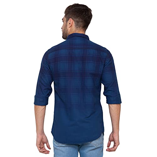 Image of Spykar Men's Regular Fit Raised Collar Full Sleeve Checked Casual Shirts