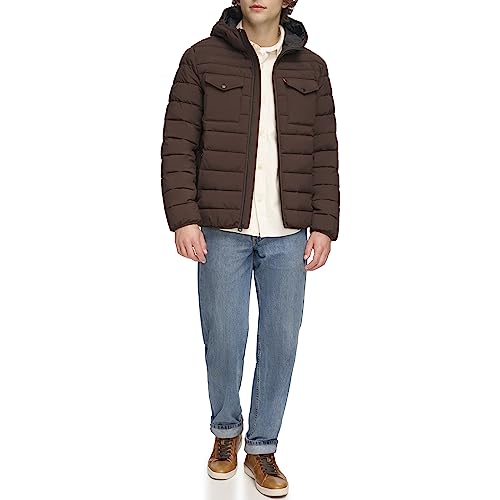 Image of Water Resistant Performance Stretch Hooded Puffer Jacket