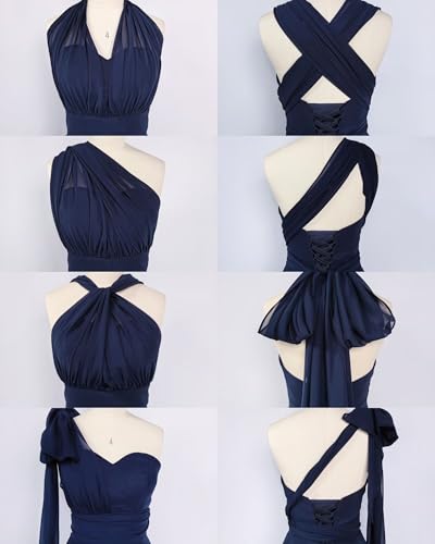 Convertible Mother of The Bride Dresses Chiffon Tea Length Infinity Formal Wedding Guest Dress4