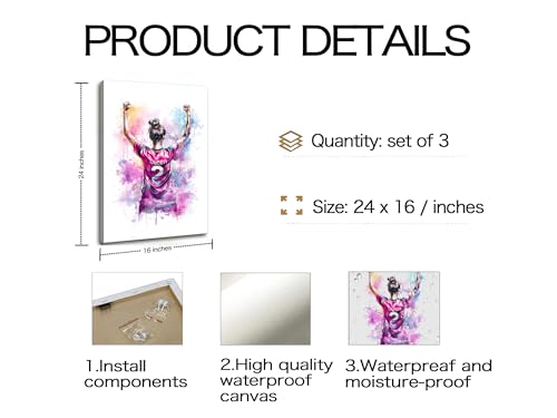 Image of Frimeeme Large Girl Soccer Canvas Wall Art, 16 x 24 Inch