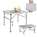 Produktbild 60 cm großer Klapptisch, tragbar, kleiner Camping-Picknicktisch, Garten, Outdoor, klappbarer Esstisch mit Aluminiumrahmen und verstellbarer Höhe für drinnen und draußen, 60 x 45 x 25,9 cm (L x B x H)