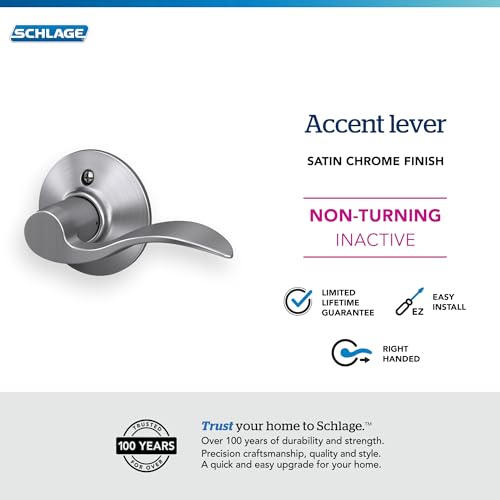 Image of SCHLAGE F170 ACC 626 RH Accent Dummy Lever, Satin Chrome