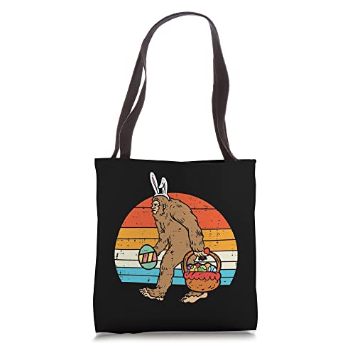 Easter Bigfoot Eggs Basket Retro Sasquatch Men Women Kids Tote Bag
