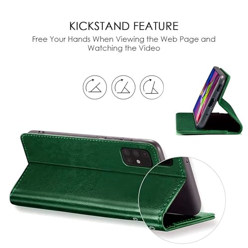 Image of Amazon Brand - Solimo Flip Leather Mobile Cover (Soft & Flexible Back case) for Honor X7c 5G (Green)