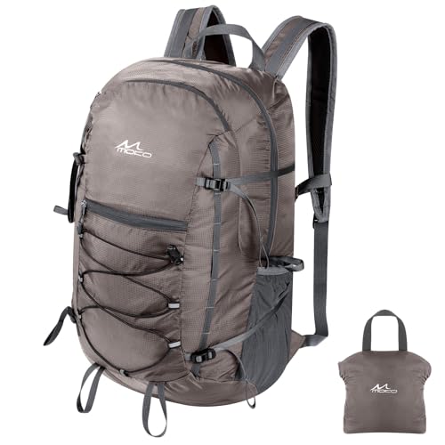 MoKo Zaino da Trekking, Zaino da Campeggio di Grande capacità 40L con Tasche Multiple, Zaino da Viaggio Resistente agli Strappi per Uomini e Donne, Zaino da Trekking Pieghevole e Leggero, Hummus