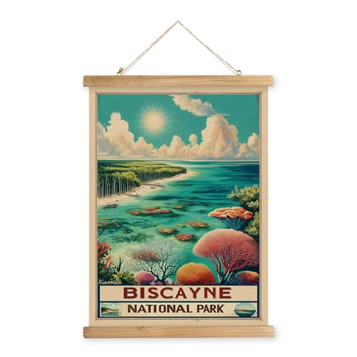 XIAOAIKA Biscayne National Park Wall Art, Vintage Florida Coastal Poster