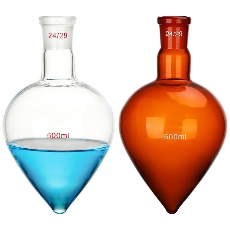 Thick Walled Pear Shaped Flask - Standard Ground Display Flask for Laboratory Use(Transparent Colour 500ml 24-29)