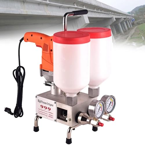 HEQIM High Pressure Injection Pump Grouting Applicator Machine 1100W Electric Grout Mortar Plugging Machine 220V Building Crack Filling Machine, Concrete Crack Repair Grouting Tools