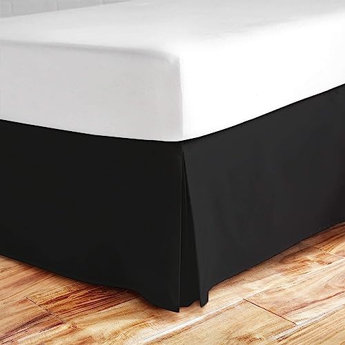 Valencia Beddings Split Corner Bed Skirt 18 Inch Drop Queen Size 100% Natural Cotton Wrinkle and Fade Resistant Queen Size, Black Solid