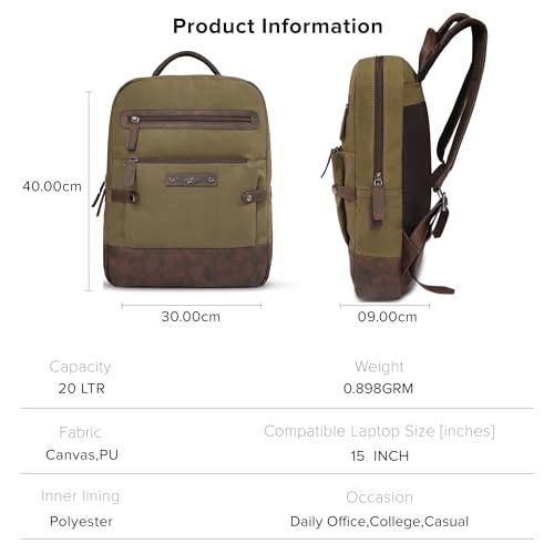 Image of Police Tendra Leather Backpack for Men & Women - 14 inch Laptop Compartment, Front Utility Pocket, Adjustable Padded Straps, Premium Everyday Bag