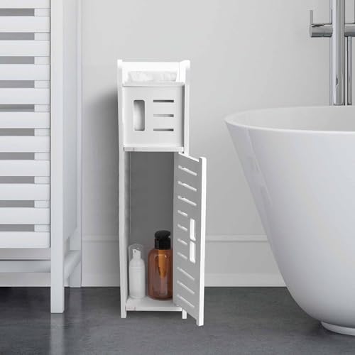 AOJEZOR - Porta rotolo di carta igienica, armadietto per il bagno, supporto accanto al WC, cromato