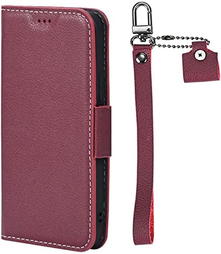 Étui portefeuille iPhone 13 cuir vachette rouge, support et porte-carte