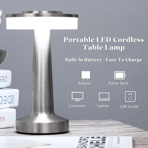 Image of Riakrum 8 Pcs LED Cordless Table Lamp Bulk Rechargeable,Silver