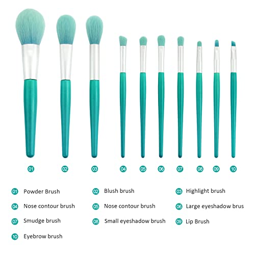 Makeup Brushes, Makeup Kit 10PCS, Make up Brushes Set Blue with Case for Makeup