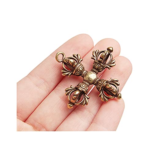 Acxico 1 colgante de amuleto de cruz de bronce tibetano de Nepal Dorje Vajra Xiangmo-chu de 4,6 cm, bronce, Bronce, Bronce