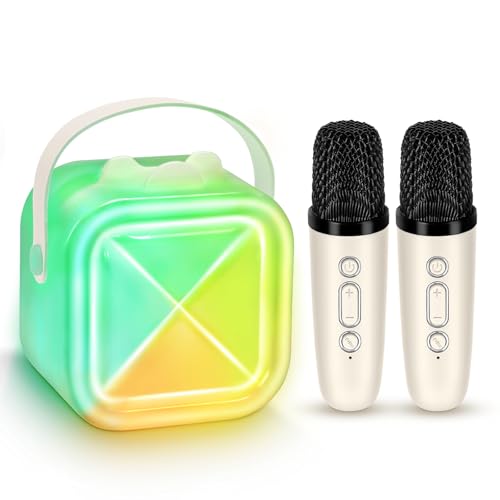 Karaoke-Maschine, 2 Mikrofone für Kinder und Erwachsene, Mini-Karaoke-Mikrofon, Kinder-Mikrofon, tragbarer Bluetooth-Lautsprecher, Spieler, Geschenke, Spielzeug für Mädchen 4, 5, 6, 7, 8, 9, 10 +
