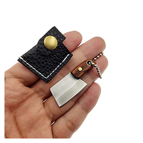 Mini Küchenmesser Edelstahl Ebenholz Griff Leder Titan Kitchen Messer Key Tool (Color : Color wood Sliver) Cover
