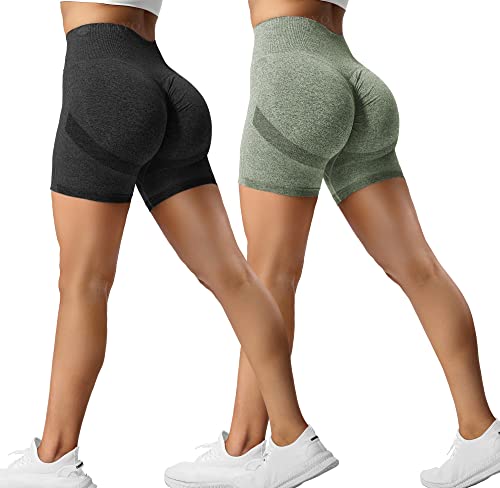 ZAAYO 2er-Pack Sport Short Damen Butt Scrunch Kurze Sporthose Laufhose Hohe...