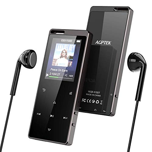 MP3 Player FM Radio,AGPTEK Bluetooth 16GB Music Player with Touch Button, Recorder, Independent