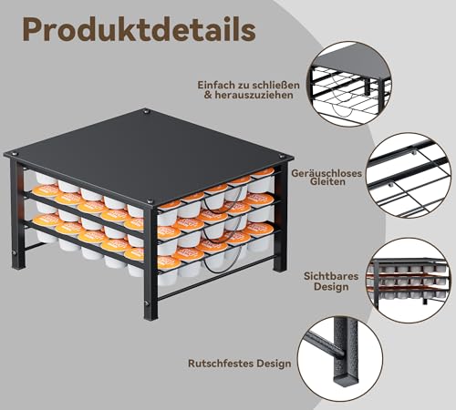 Miniatura 7 de Dispensador Para Cápsulas Dolce Gusto, Cajón Para 90 Cápsulas, 3 Niveles, Portacápsulas Con Patas Antideslizantes Y Deslizamiento Silencioso