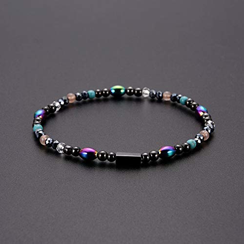 Inenimartj 2 Pcs Lunula Electroactive Aurora Bangle Bracelet,Colourful Armelle Electroactive Auroras Bangle Hematite Bracelet Anti-Swelling Obsidian Anklet Bracelet For Women Girls (4) #TOP7