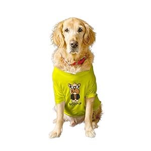 Ruse Basic Dog T-Shirt BOSSPUP Printed Pets Crew Neck Half Sleeves Shirt/Apparel/Clothes/Tees Gift for Dogs (Yellow, XL) (Full Grown Retrievers, Labs etc)