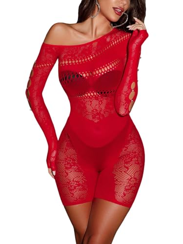 Enterizo de encaje exclusivo con diamantes de imitación y mangas largas transparentes de lujo