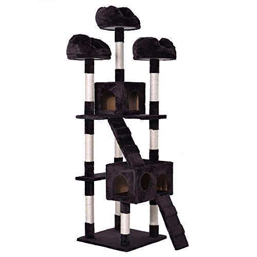 大型キャットタワー 猫タワー 大型 巨大サイズ 多頭飼い 2つ猫ハウス 安定遊び場 頑丈耐久 天然サイザル麻