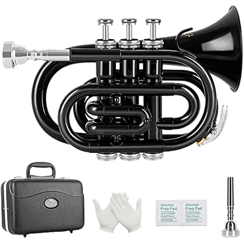 EastRock Pocket Trumpet with Hard Case and Cleaning Kit Cover