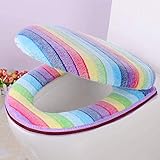 WDSHCR Toilet Seat Cover Pads Washable Bathroom Soft, Thicker Soft Bathroom Warmer Handle, Easy Installation Cushioned Lid Seat Covers (Rainbow Colors)