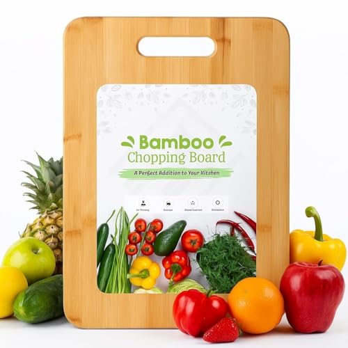 MORGLES Premium Chopping Board for Kitchen Bamboo Wooden Cutting ...