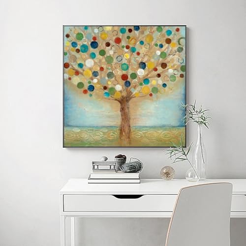 NXMYDBD Moderne Poster und Drucke auf Leinwand, Wandkunst, Gemälde, abstrakte Geldbaum-Bilder für Wohnzimmer, Zuhause, Raumdekoration, Kunstwerk, 50x50cm (20x20 Zoll), ungerahmt