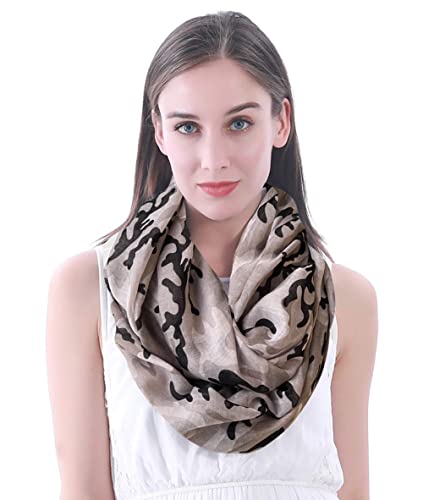 Lina & Lily Camouflage Print Women's Infinity Loop Scarf Lightweight (Gray Camo)