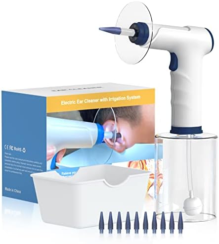 Electric Ear Wax Removal Kit with SoftSpray Safe and Effective Ear Cleaner with 4 Pressure Settings for Ear Wax Buildup Complete Ear Cleaning Irrigation Kit for Adults and Kids, Navy Blue
