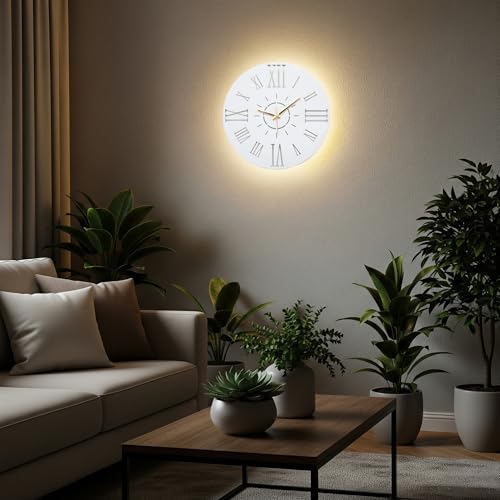 Image of METSY Metal Laser Cut Numerical Analogue Art WallClock White for Home and Office | Metal Wall Art | Wall Decor Items (Analogue Round Wall Clock)