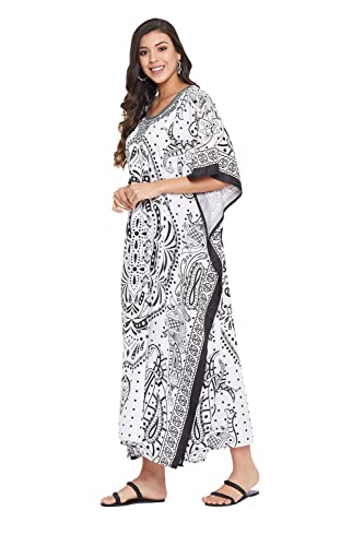Image of Oussum Women Polyester Casual Long Plus Size Beach Caftan Cover Up Maxi Dress 1X-3X Summer Kaftan Dresses for Women