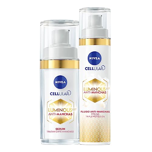 Cremas, Drugstore NIVEA Rutina Anti-manchas Rutina Facial Completa Luminous 630 (2 piezas), Enriquecida con Ácido Hialurónico Serum facial 30 ml + Fluido facial FPS50 con...