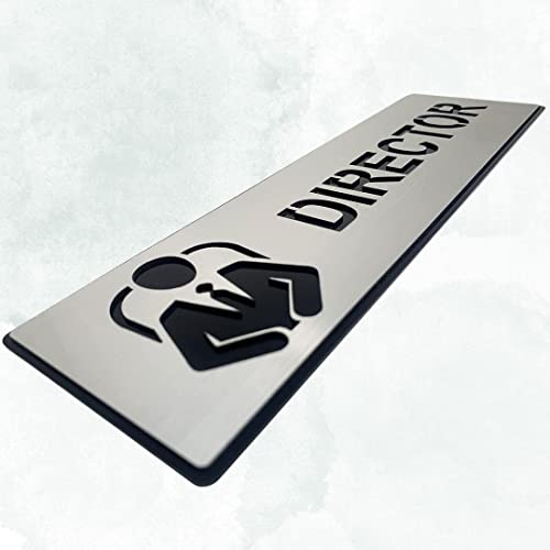 Image of CVANU 1pc Silver Acrylic DIRECTOR Self-Adhesive Sign Board for Office /Hospital /Cafe Sign Board c73