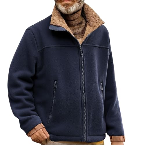 Men's Winter Coats Thicken Fleece Lined Zip Up Big and Tall Vintage Sherpa Hunting Long Sleeve Plush Warm Outerwear