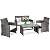 Tangkula 4 PCS Wicker Patio Conversation Set, Outdoor Rattan Sofas with Table Set, Patio Furniture Set with Soft Cushions & Tempered Glass Coffee Table for Poolside Balcony