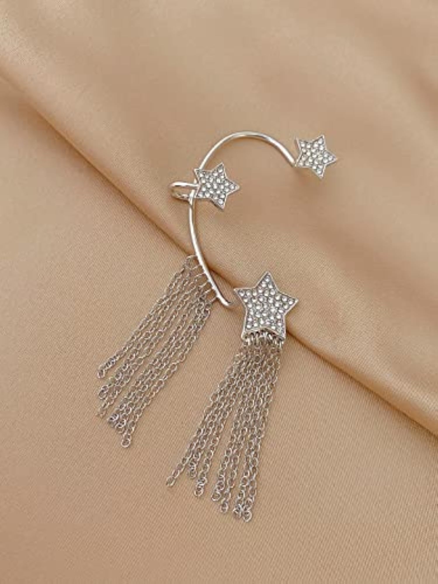 Star Tassel Dangle Earrings & Ear Cuff Set - Birthday Anniversary Gift