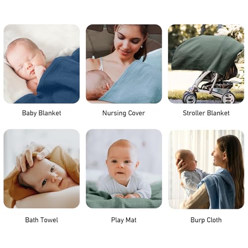 Image of Muslin Swaddle Blankets for Baby Girls and Boys, 4 Pack Breathable and Skin-Friendly Newborn Receiving Blanket, 100% Cotton Swaddle Wrap, Essentials Infant Shower Items, Toddler Gift